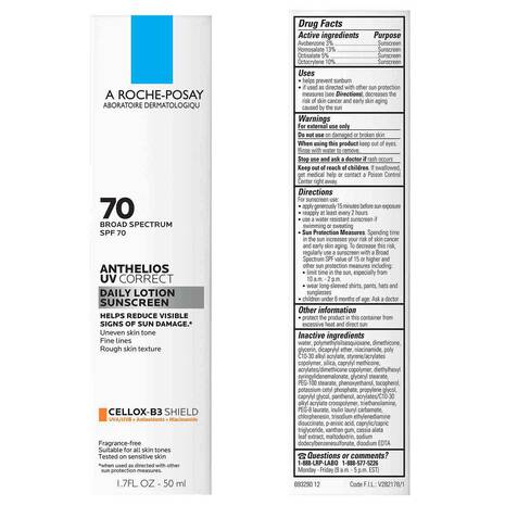 La Roche Posay - ANTHELIOS UV CORRECT FACE SUNSCREEN SPF 70 WITH NIACINAMIDE - 50ml (Slightly Box Damaged)