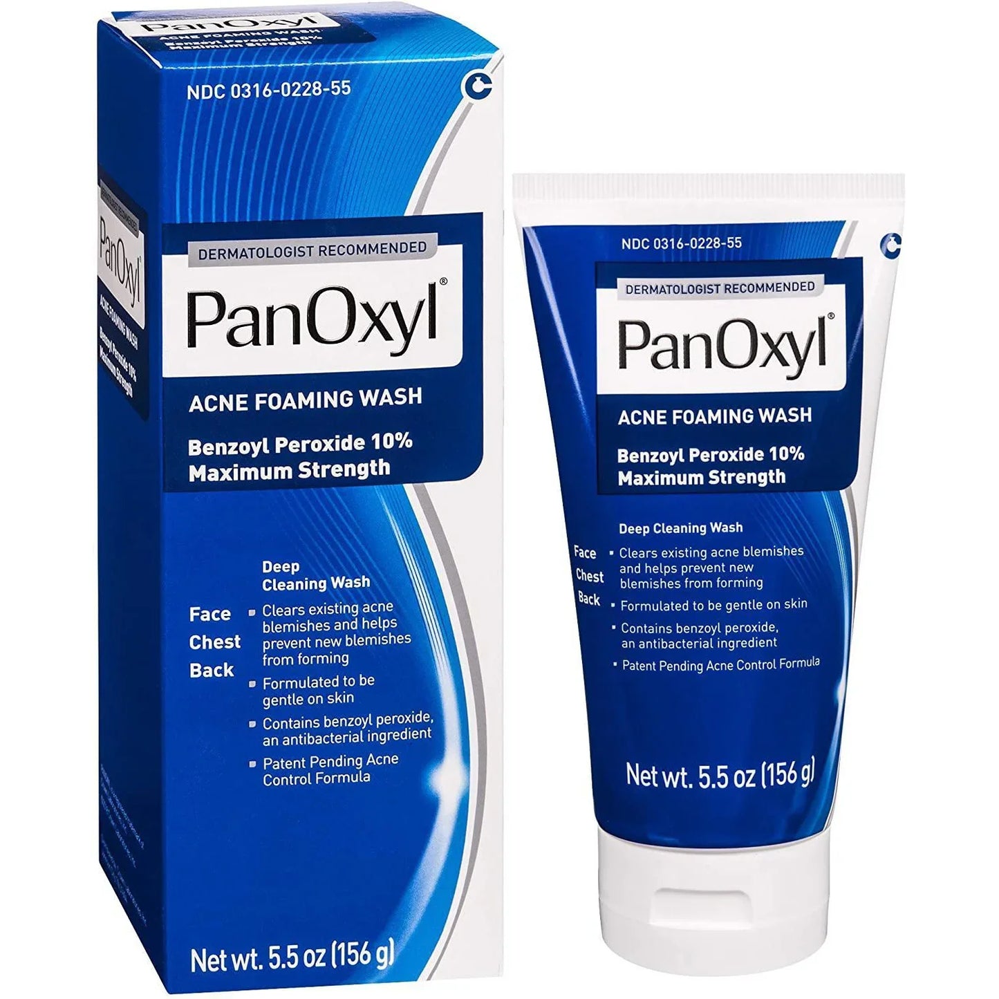 PanOxyl Foaming Acne Wash, Maximum Strength, 10% Benzoyl Peroxide - 5.5 oz