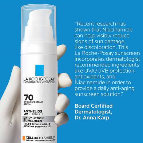 La Roche Posay - ANTHELIOS UV CORRECT FACE SUNSCREEN SPF 70 WITH NIACINAMIDE - 50ml (Slightly Box Damaged)