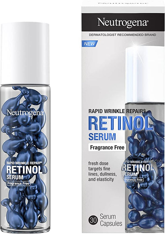 Neutrogena - Rapid Wrinkle Repair Retinol Serum Fragrance Free - 30 Serum Capsules  ( Imported USA )