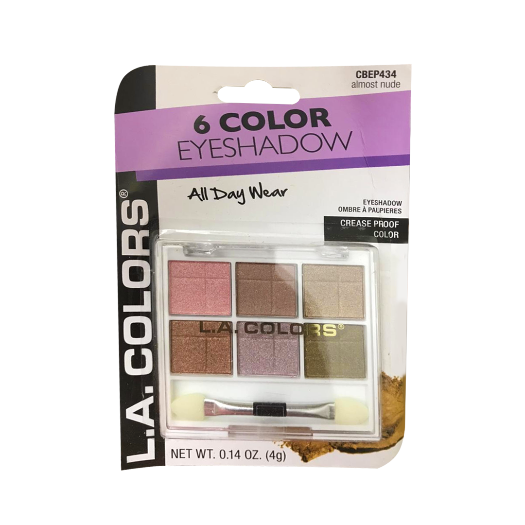 L.A. Colors – 6 Color Eyeshadow – All Day Wear – Palette Browns – Almost Nude