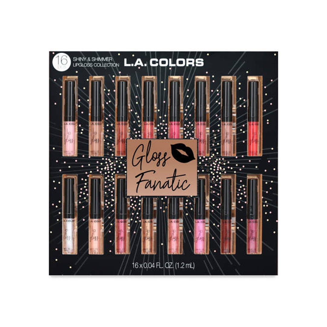 L.A. Colors – Gloss Fanatic Shiny & Shimmer Lip Gloss Collection, 16-Pack